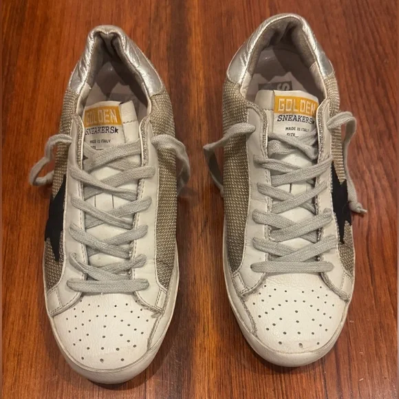 Golden Goose Silver and Black Woven Sneakers - Picture 2 of 7